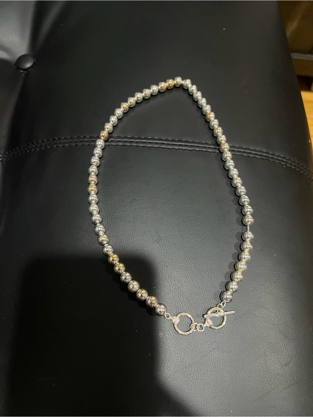 Ralph Lauren Two-Tone Beaded Necklace in Silver and Gold